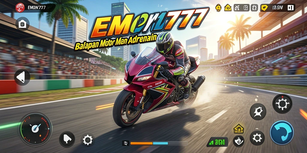 Tampilan gameplay balapan motor yang memukau.