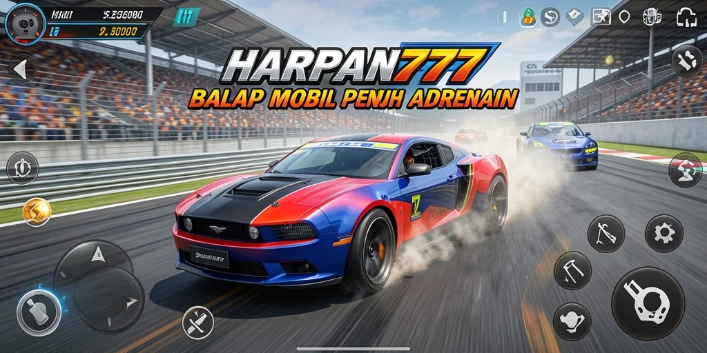 Tampilan gameplay seru di HARAPAN777 saat balapan.
