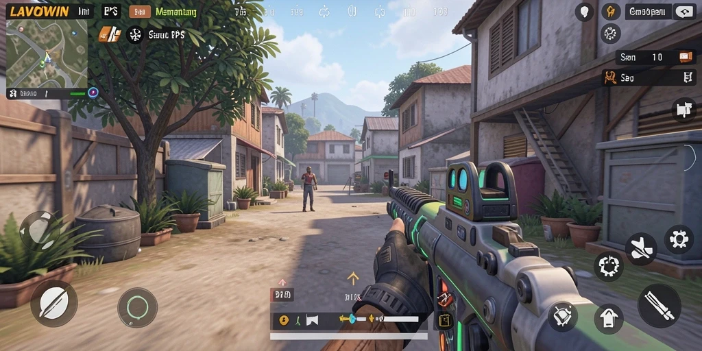 Screenshot gameplay LAVOWIN yang penuh aksi.