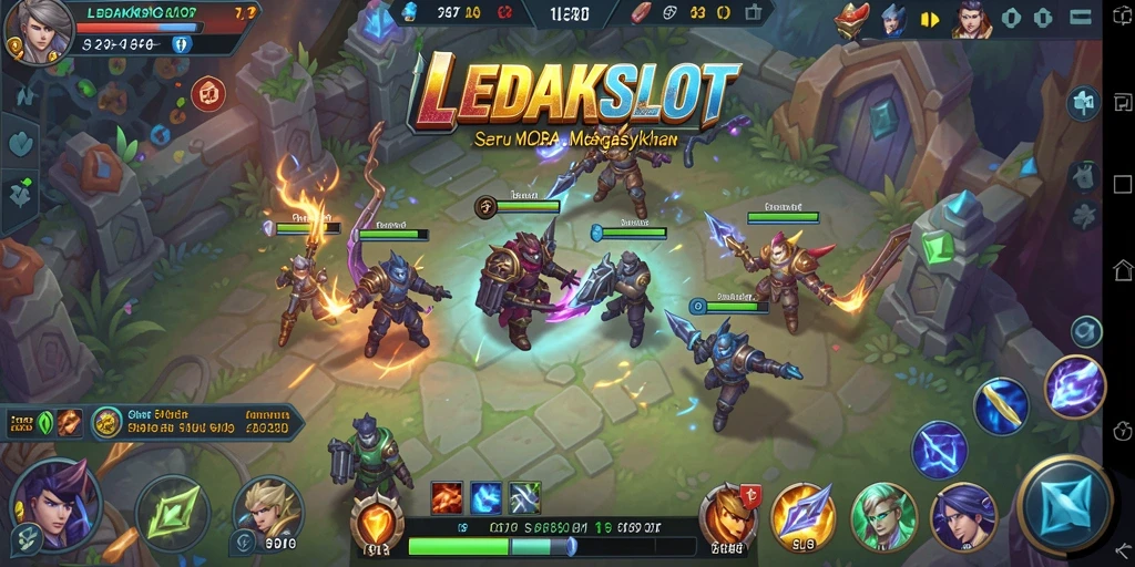 Tampilan gameplay menarik saat pertarungan dalam MOBA LEDAKSLOT.