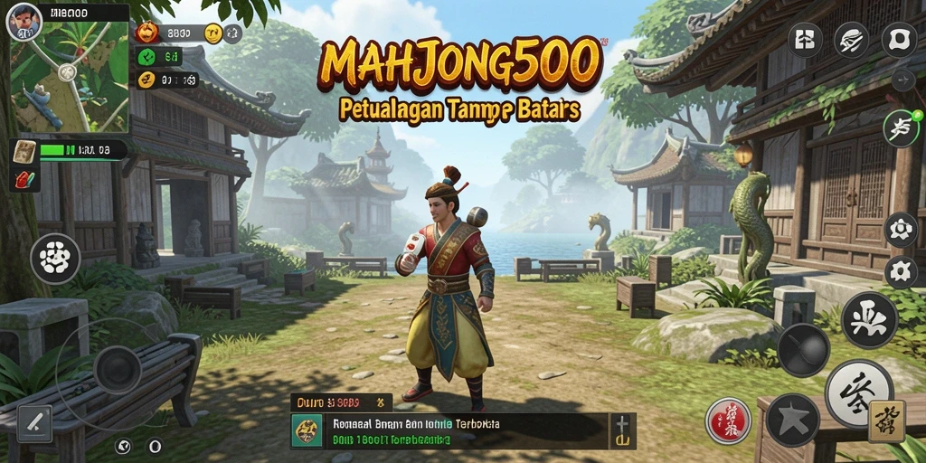 Screenshot MAHJONG500 menampilkan aksi seru di dunia terbuka.