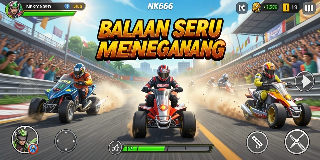 Gameplay NK666 yang mendebarkan dengan kecepatan tinggi dan aksi balapan yang intens.