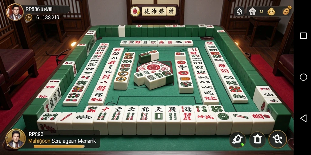 Screenshot tampilan gameplay seru dari RP886 Mahjong.