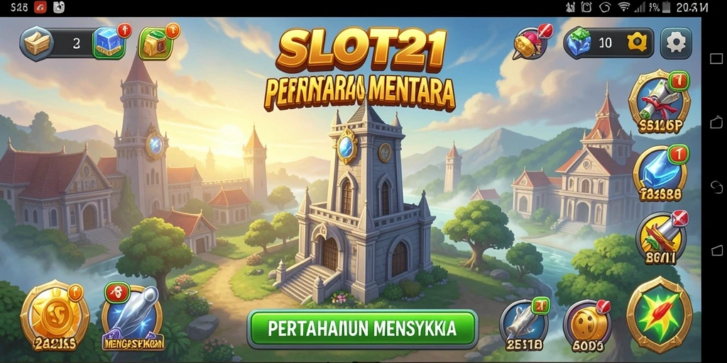 Tangkapan layar utama SLOT21 menampilkan aksi Tower Defense yang seru dan menegangkan.