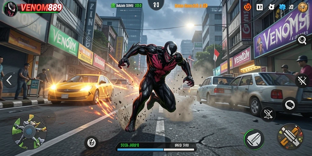 Tangkapan layar permainan VENOM889 yang menunjukkan balapan cepat dan seru.
